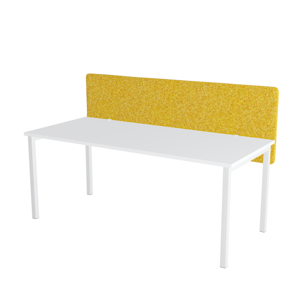 Gelbe Tischtrennwand auf weißem Hintergrund
